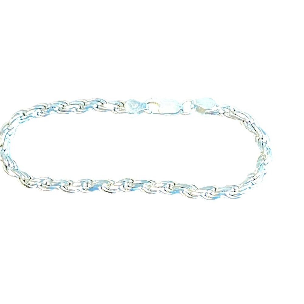 Sterling Silver Italian 925 Twisted Rope‎ Chain Bracelet Italy